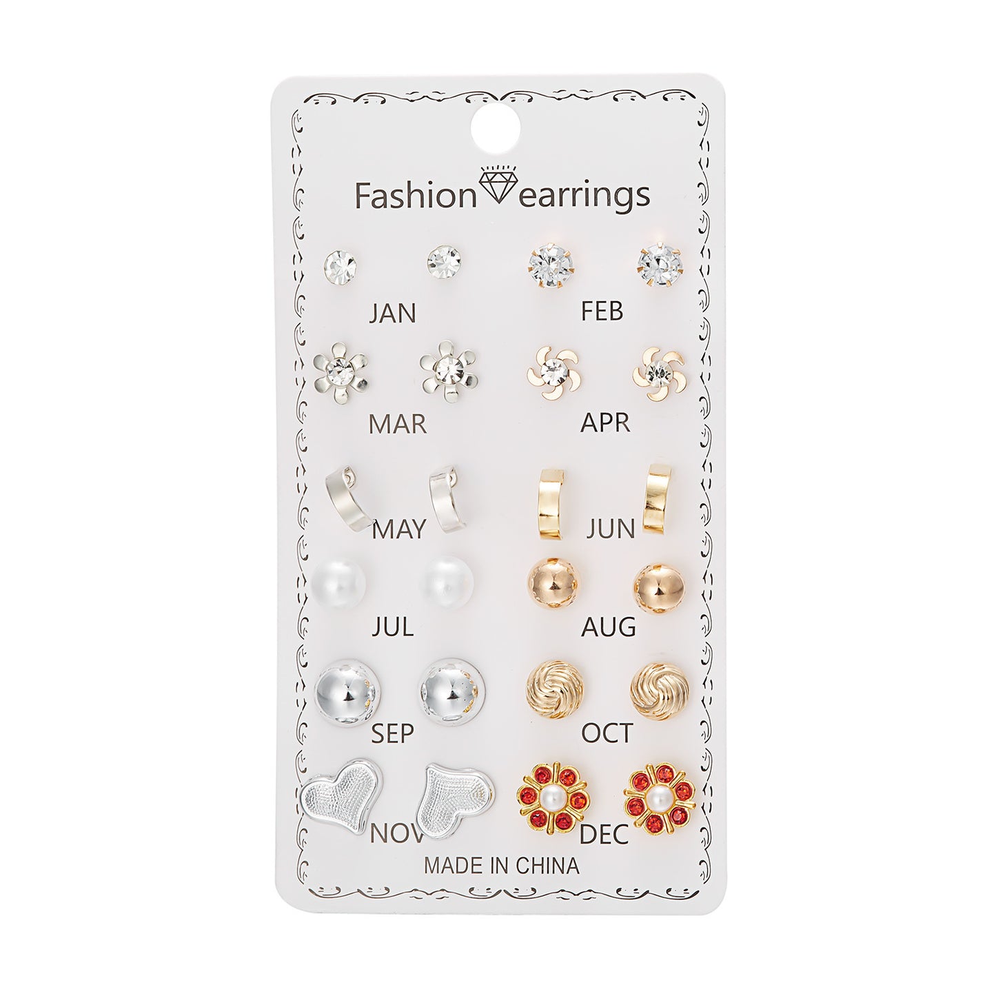 Flower Combination Card Suit Personality Multiple Earrings