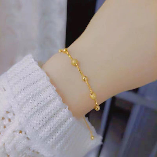 Women's Titanium Steel Gold Lucky Beads Girlfriend Bracelets