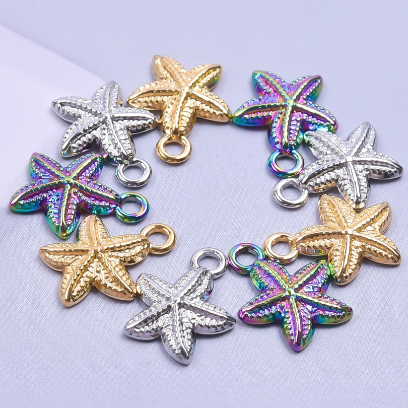 Starfish Golden Colorful Ornament Stainless Steel Pendants