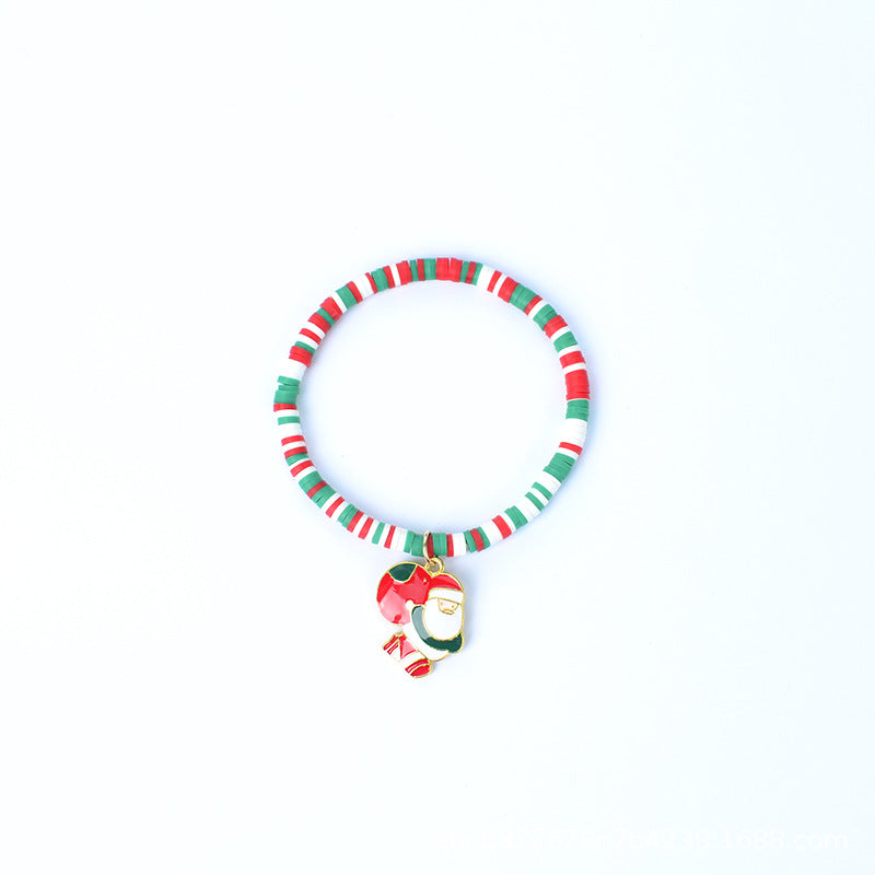 Christmas Gift Elastic String Colorful Polymer Clay Handmade Bracelets