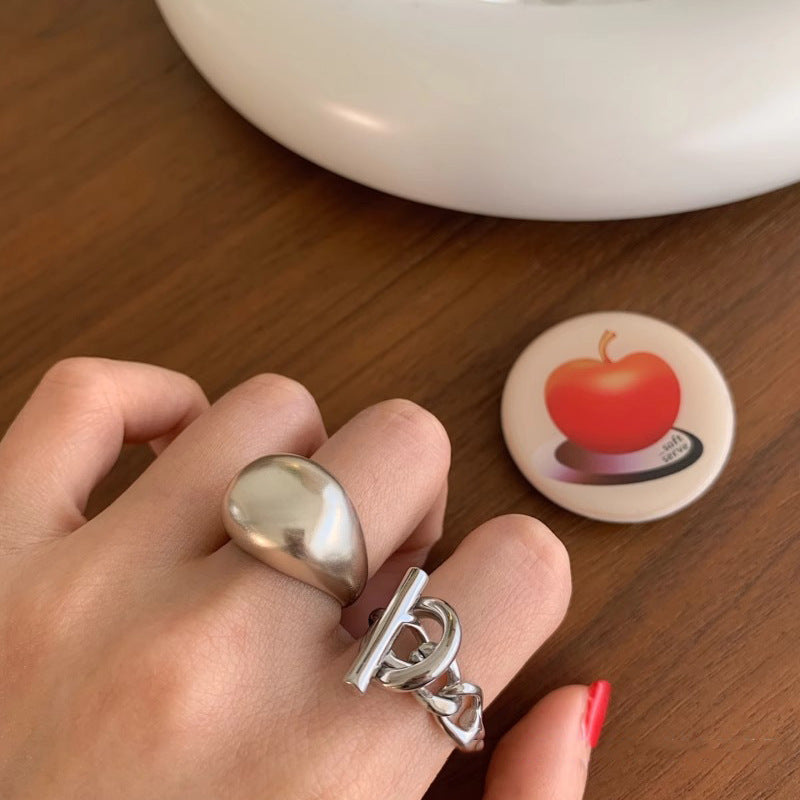 Twist Knitted Buckle Female Trendy Cold Disco Sterling Sier Index Rings