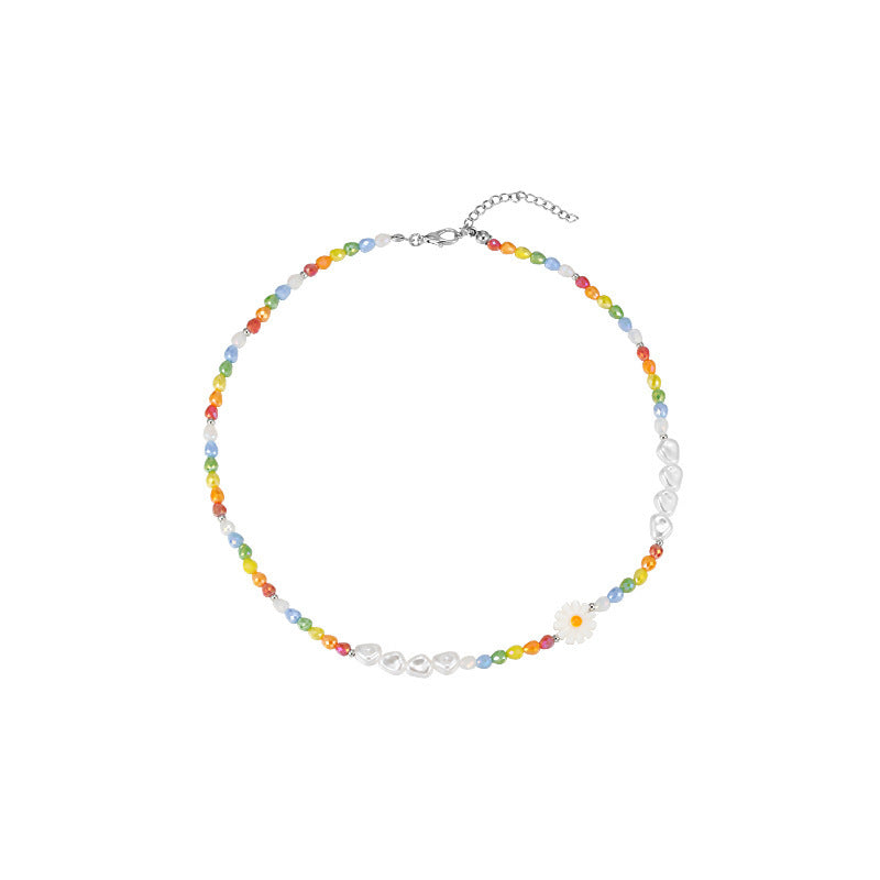 Pearl Daisy Color Beaded High Fashion Necklaces