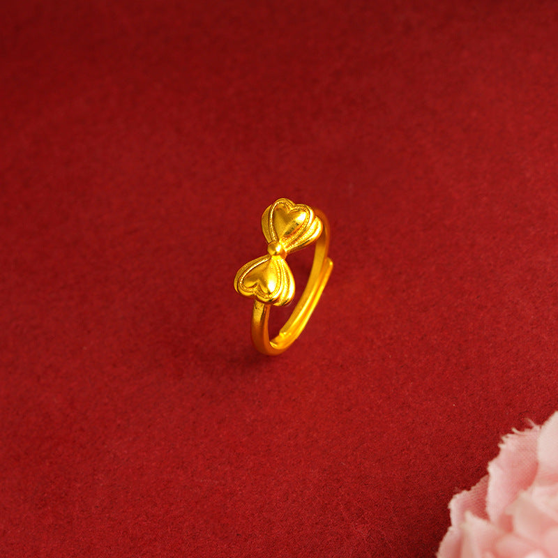 Gold Female Bow No Color Fading Niche Rings