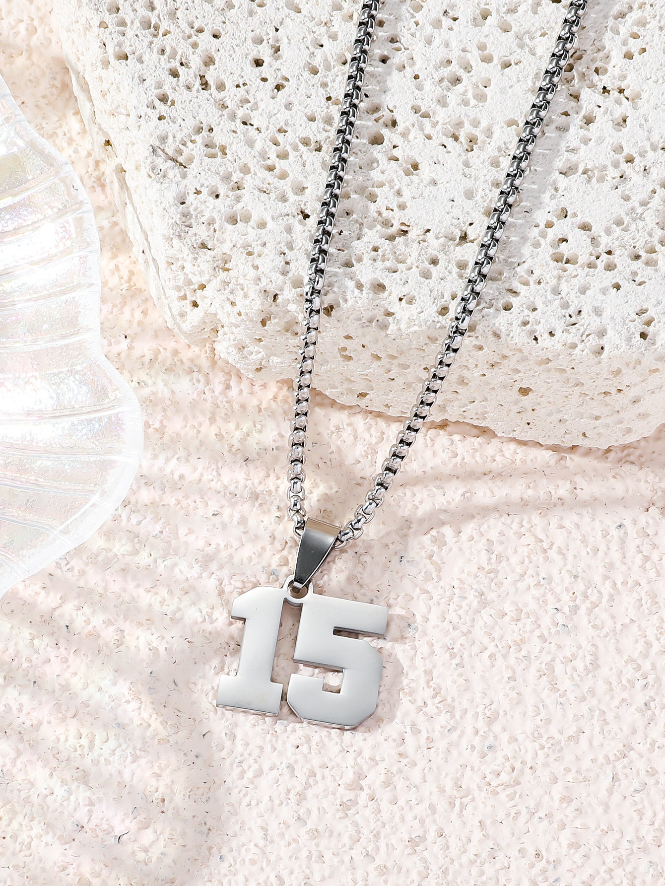 Fashion Stainless Steel Double-sided Digital Male Female Personality Hip Hop Necklaces