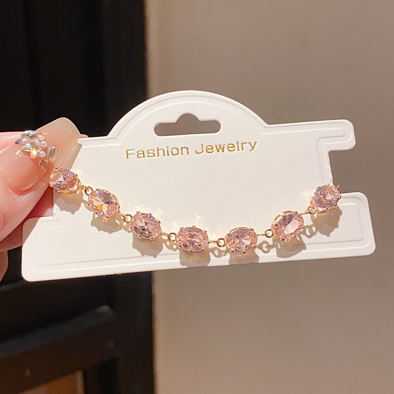 Pink Heart Diamond Flower Light Luxury Minority High Sense Fashion Bracelet