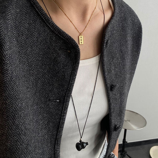 Women's Sweater Chain Sliver Beads Simple Niche Design Necklaces
