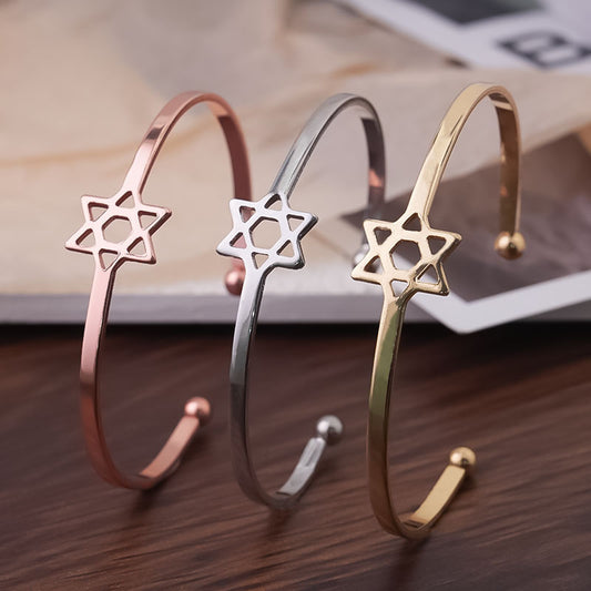Six-pointed Star Open Metal Five-pointed Female Stall Bracelets