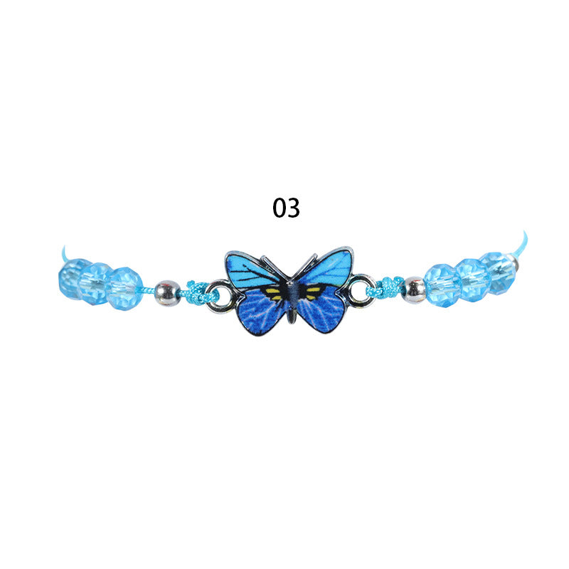 Crystal String Beads Butterfly Summer Woven Bracelets