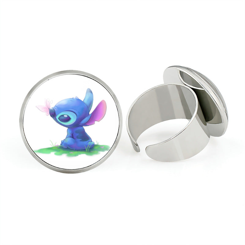 Star Stitch Cartoon Pattern Open Adjustable Rings