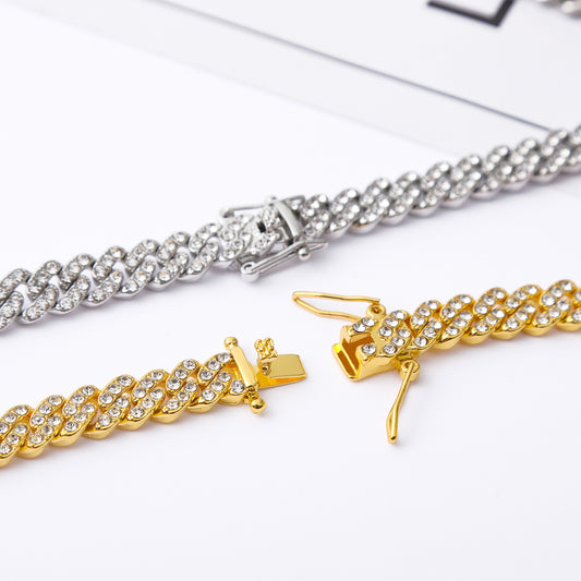 Women's & Men's Hip Hop Single Row Diamond Punk Necklaces