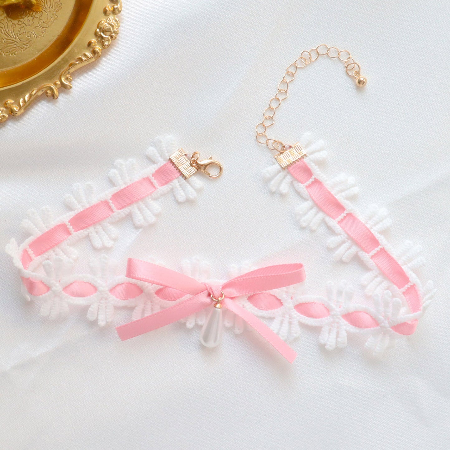 Lolita Ribbon White Lace Maid Clavicle Necklaces