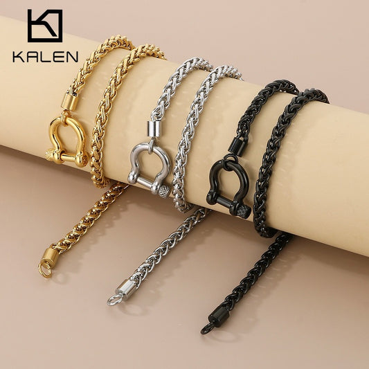 Women's Trendy Vachette Clasp Keel Chain Stainless Necklaces