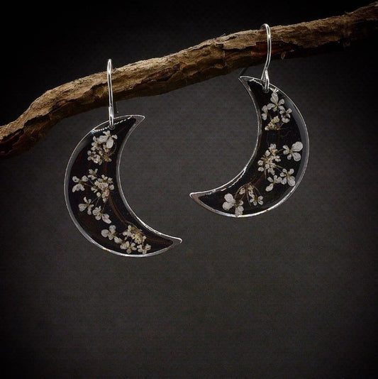 Women's Retro Style Moon Fashion Epoxy Small Floral Earrings