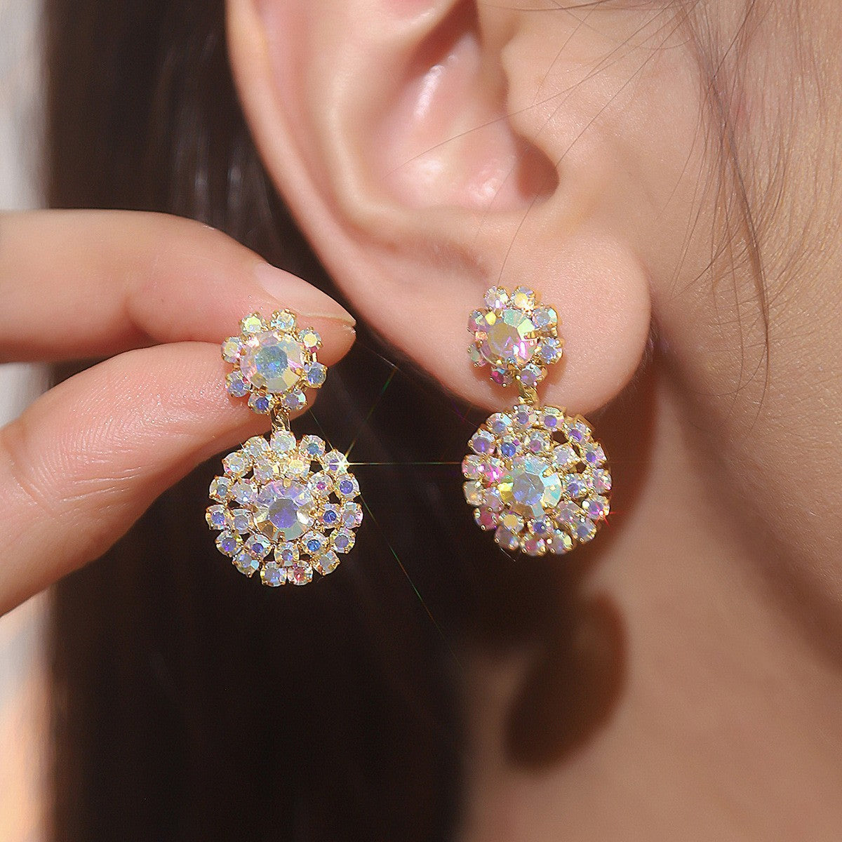 Rhinestone Snowflake Affordable Luxury Style Fashion Earrings