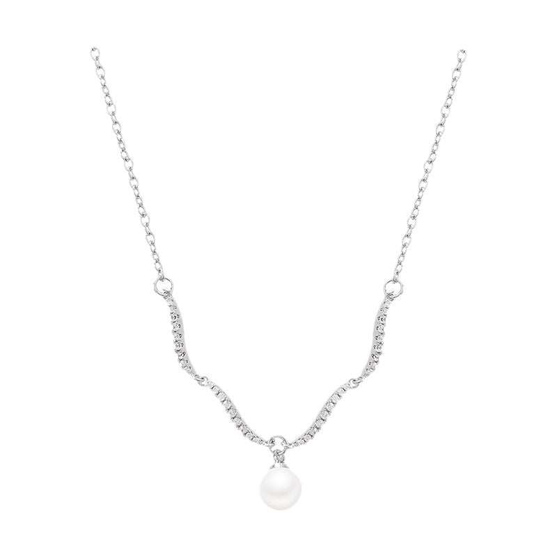 Women's Light Luxury Minority Wave Zircon Pearl Simple Temperament Necklace