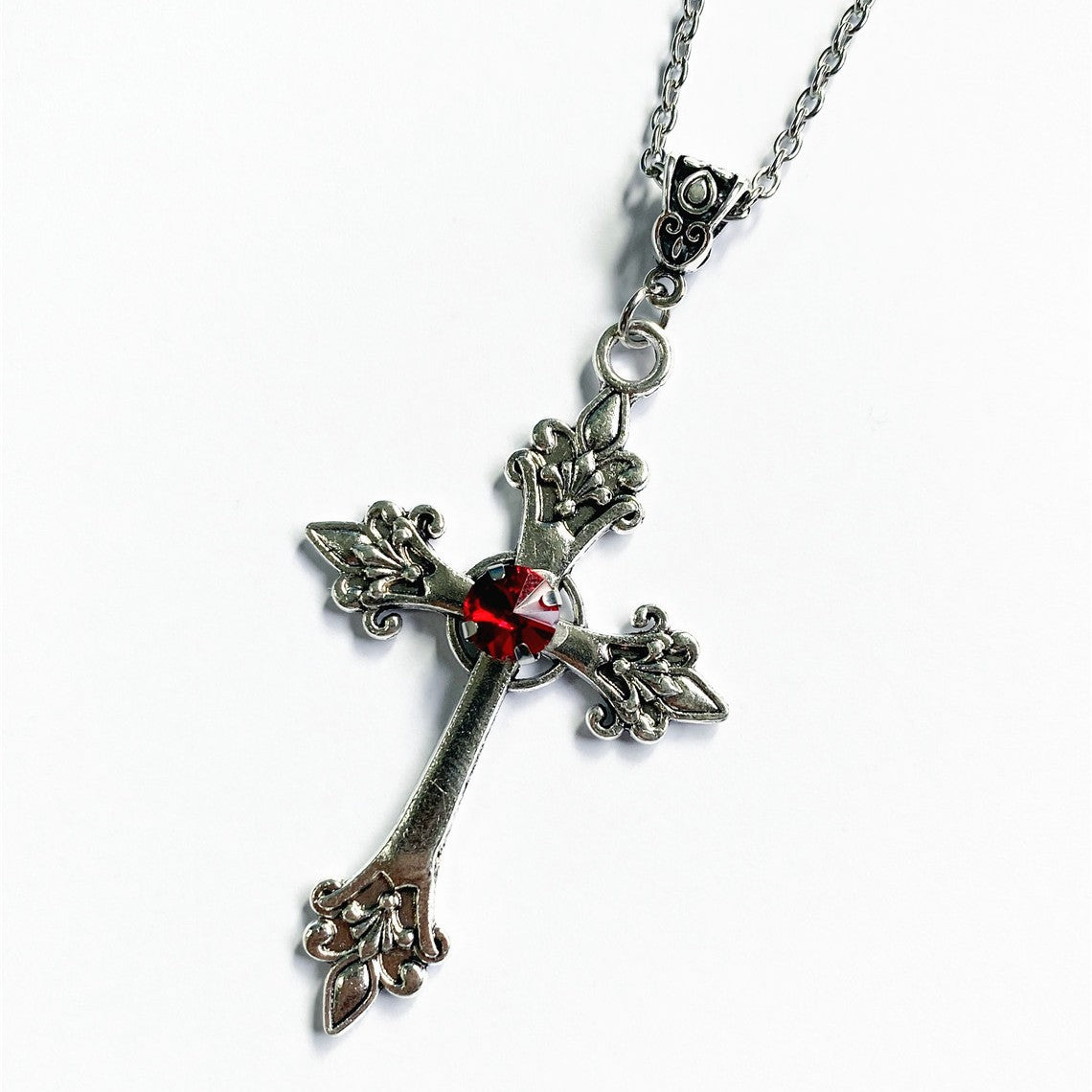 Cross Sier Tone Gothic Fashion Charm Declaration Gift Necklaces