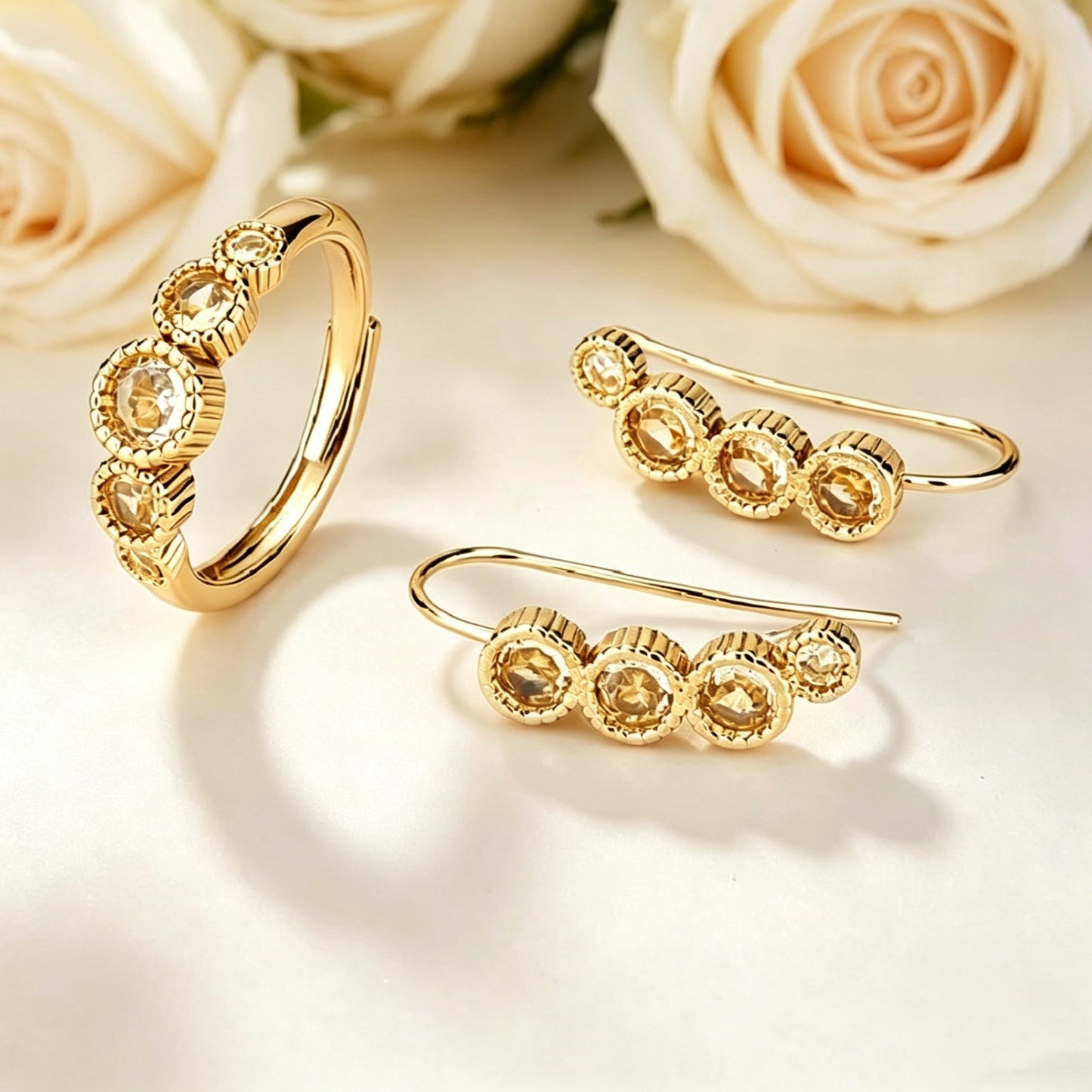 Rows Large Zircon Two-piece Light Luxury Jewelry Set