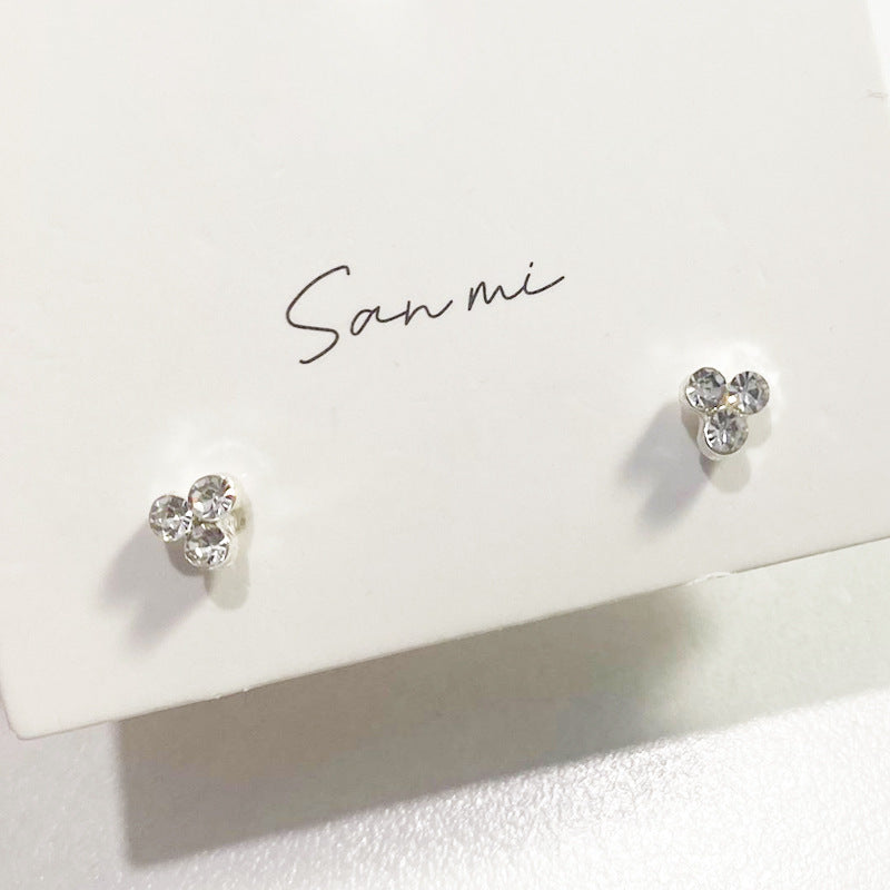Fresh Plain Sier Plated Bow Female Small Simple Stud Earrings