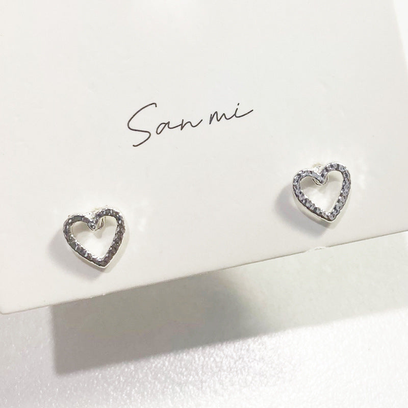 Fresh Plain Sier Plated Bow Female Small Simple Stud Earrings