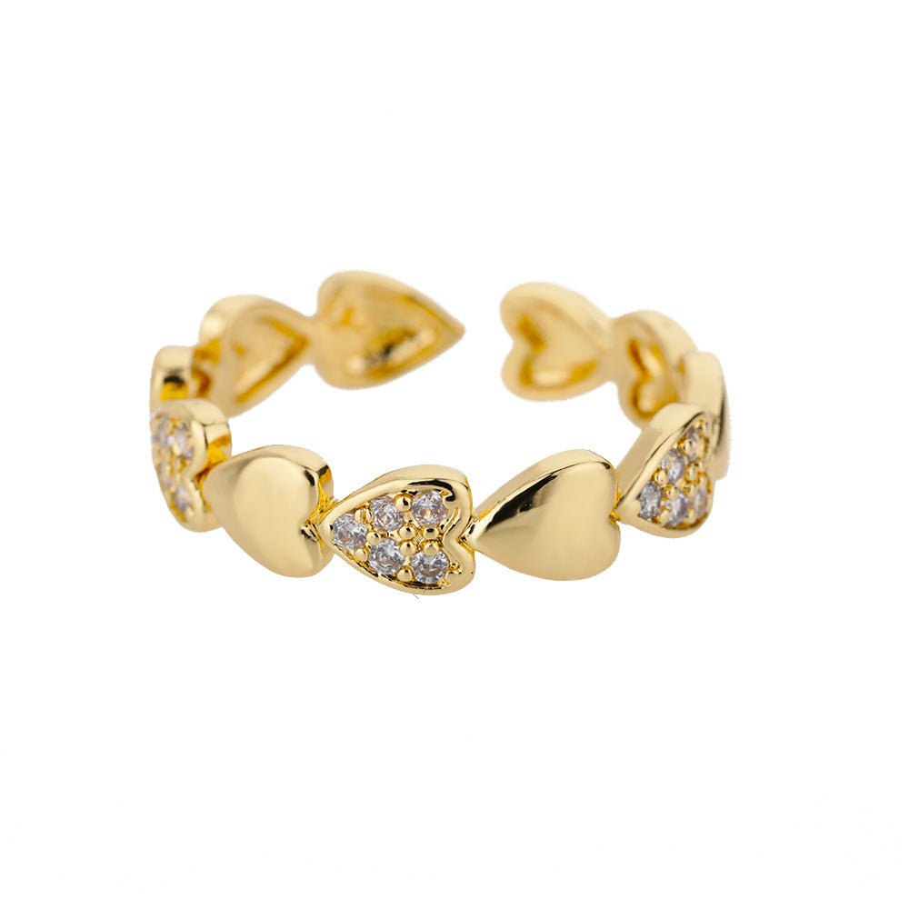 Heart-shaped Simple Gold-plated Female Opening Design Ring