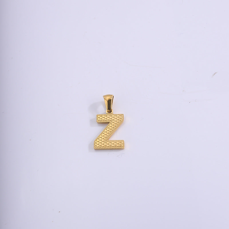 Plaid English Letter Titanium Steel Ornament Pendants