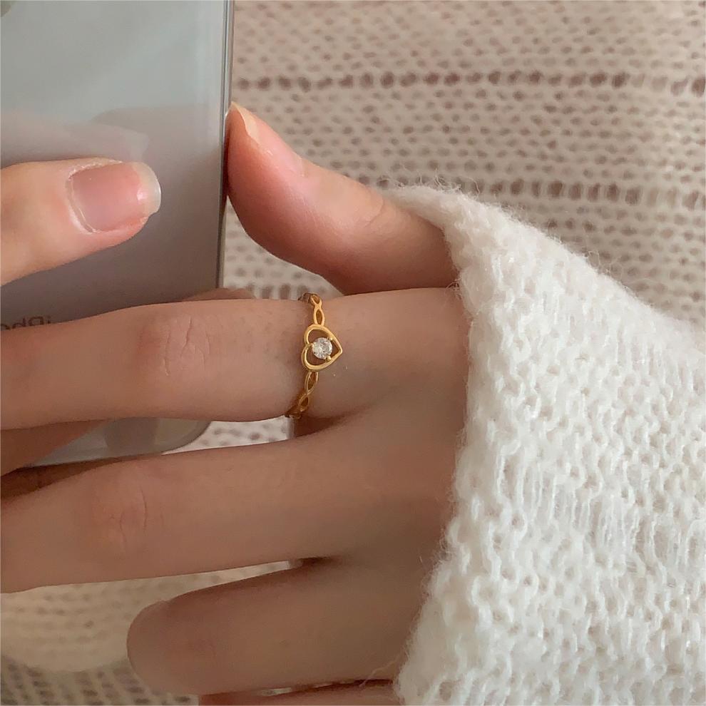 Fan Korean Jewelry Heart-shaped Zircon Sterling Rings