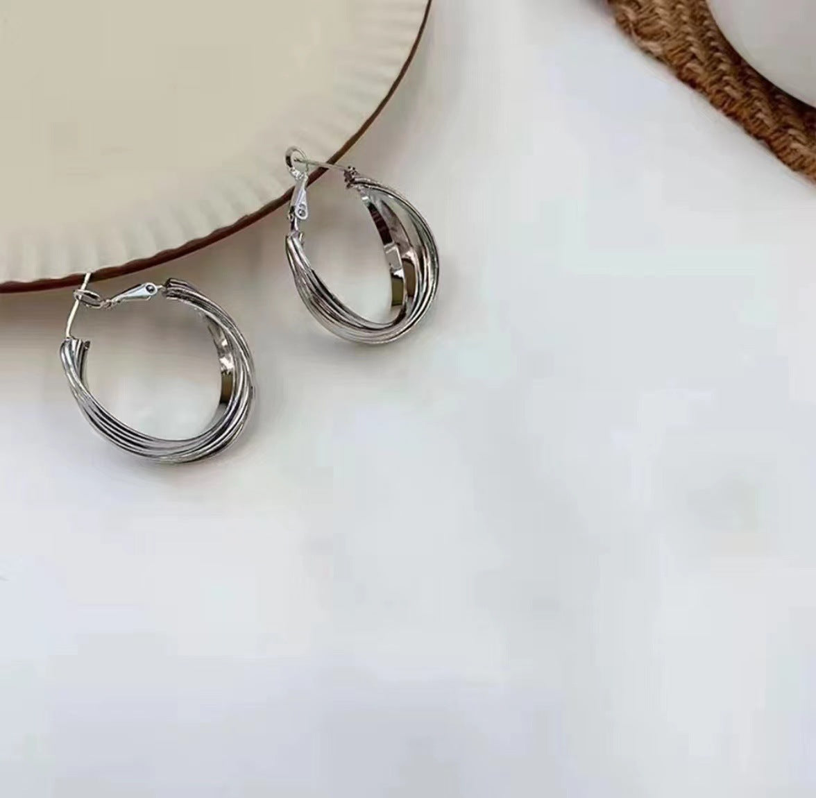 Women's Frosty Style Vintage Metal Circles High-grade Earrings