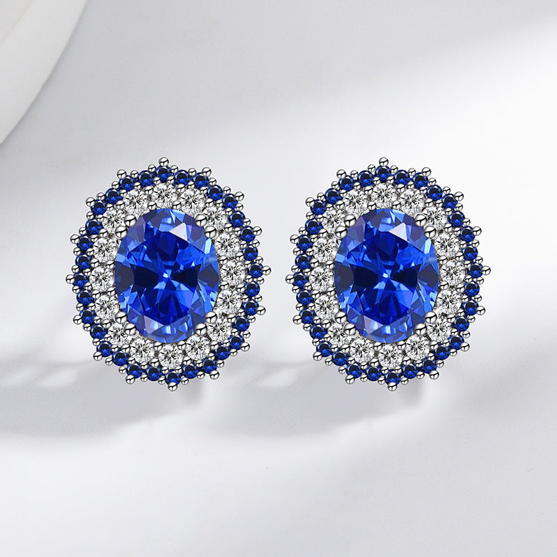 Women's Live Broadcast Diamond Sapphire For Stud Earrings