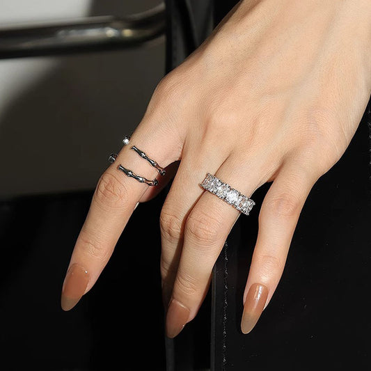 Female Adjustable Advanced Full Rhinestone Zircon Rings