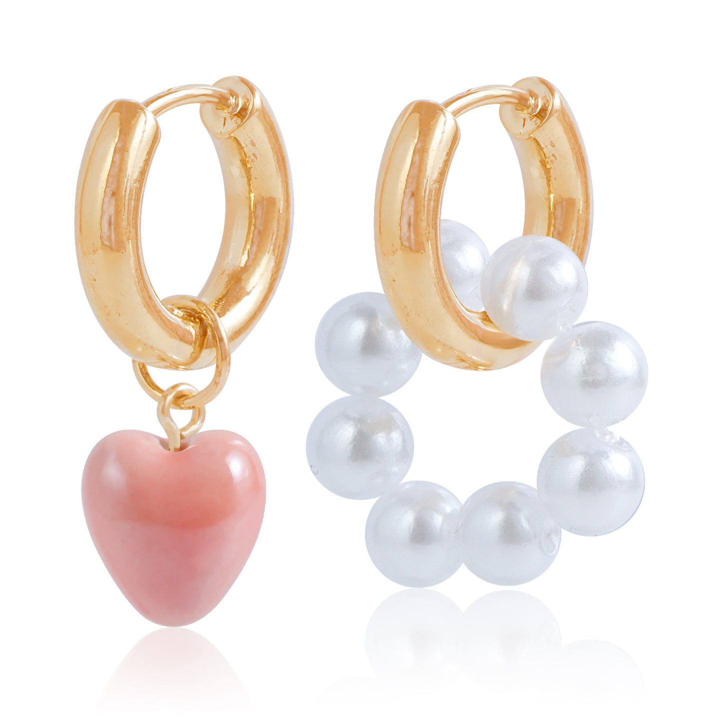 Imitation Pearl Beaded Female Asymmetric Love Earrings