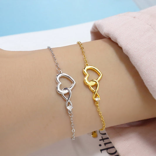 Diamond Words Infinite Heart French Romantic Love Hollow Single Bracelets