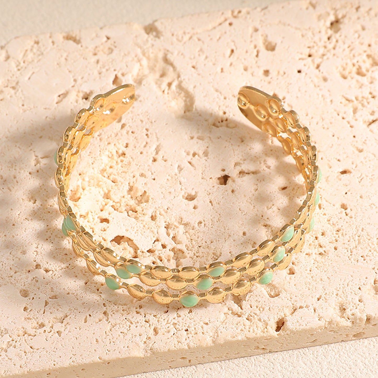 Geometric Hollow Color Light Luxury High-grade Drop Oil Opening Fashion Bracelet