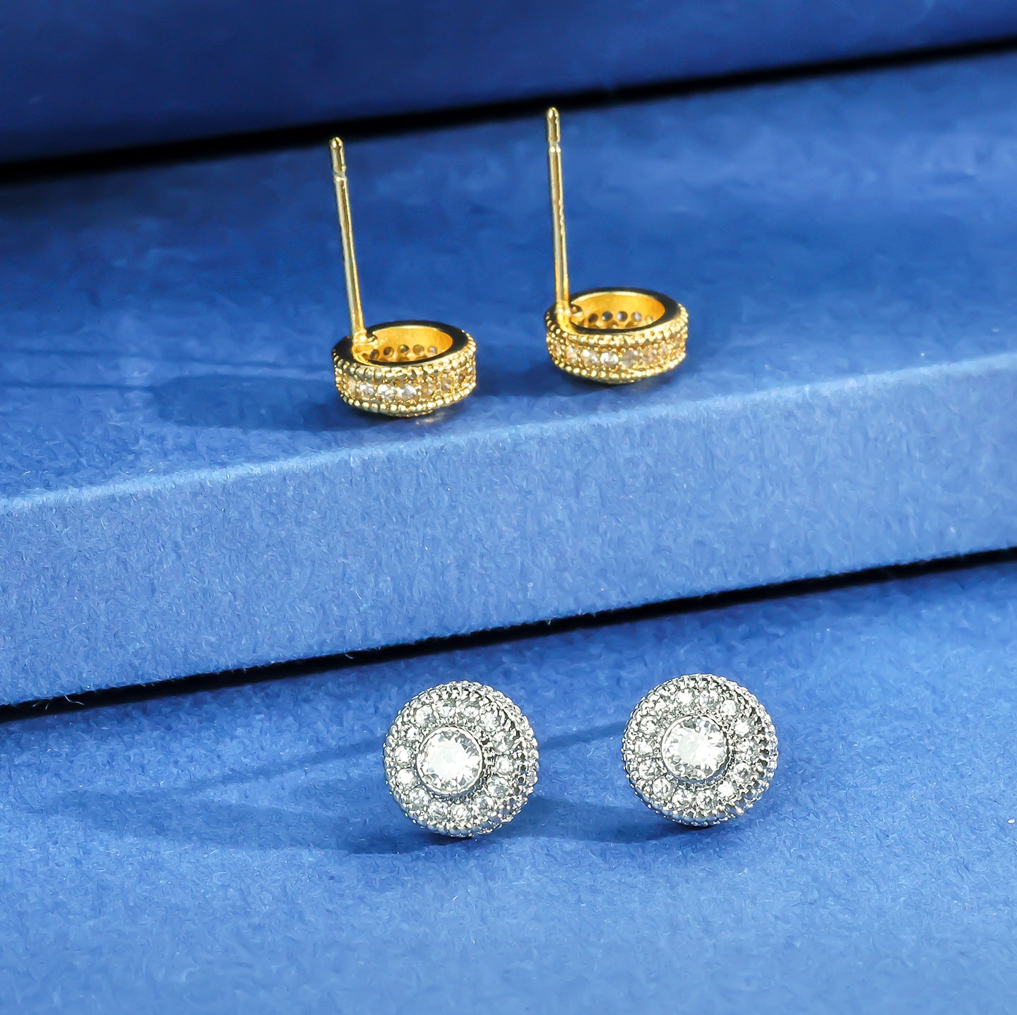 Women's & Men's Hop Full Diamond Micro Inlaid Zircon Round Street Stud Earrings