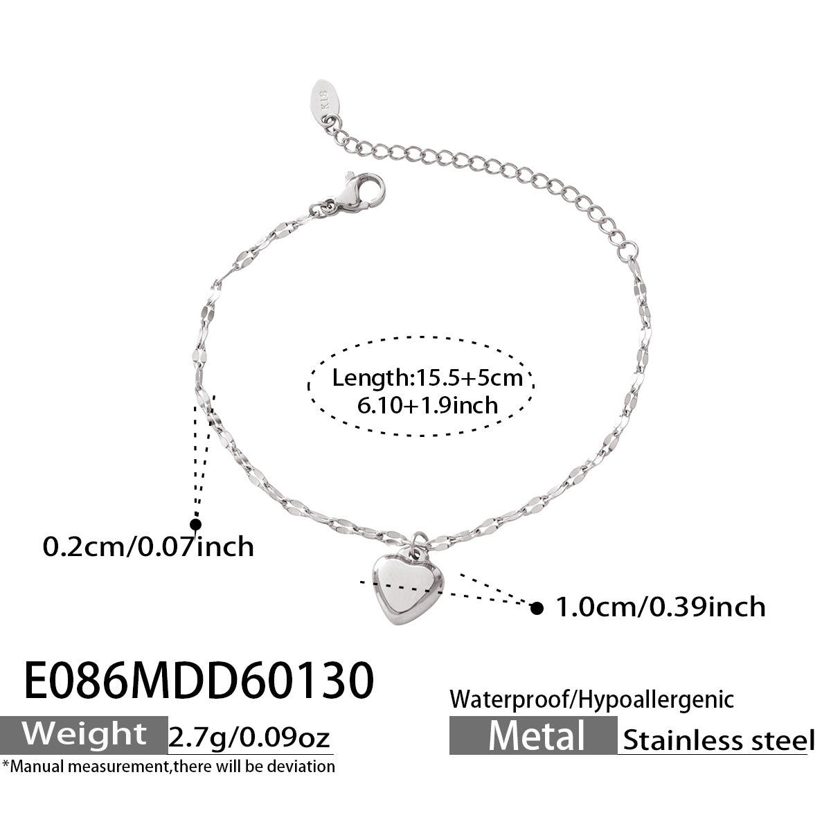 Geometric Heart Shape Light Luxury Fashion Bracelet