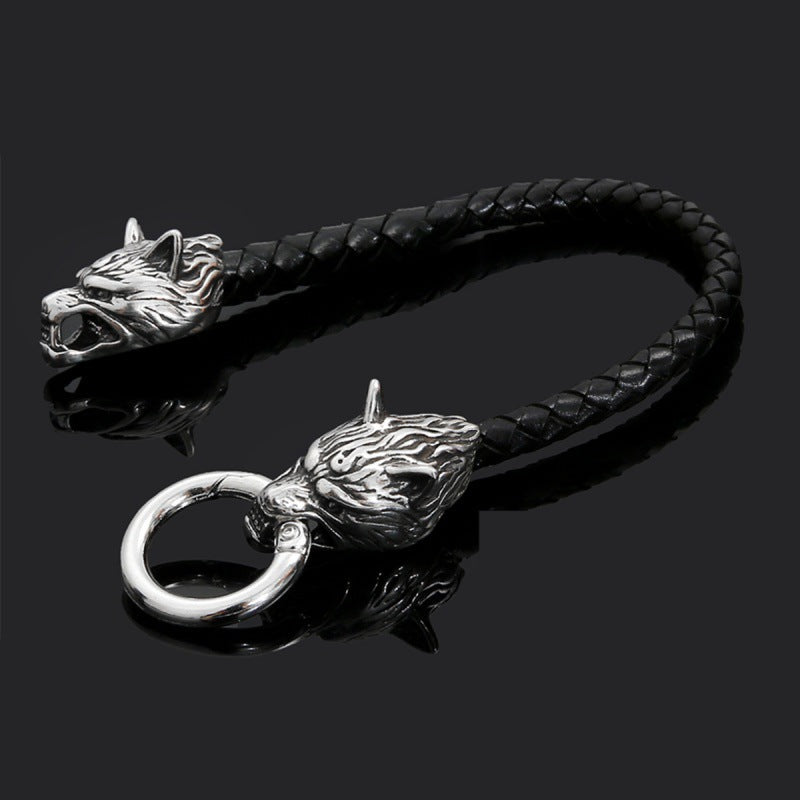 Men's Viking Nordic Wolf Head Domineering Leather Bracelets