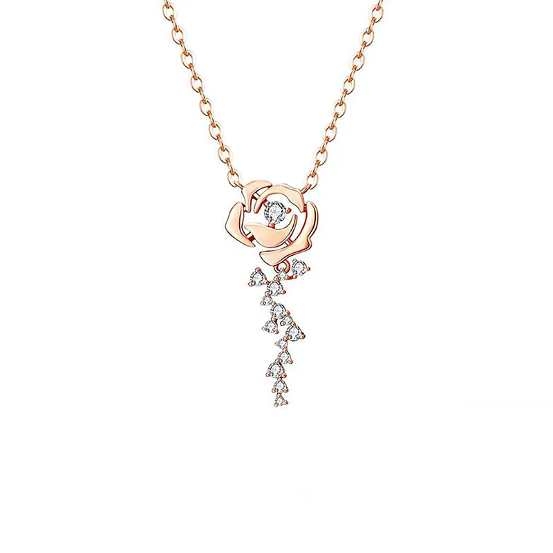 French Retro Hollow Rose Fashion Micro Inlaid Necklaces