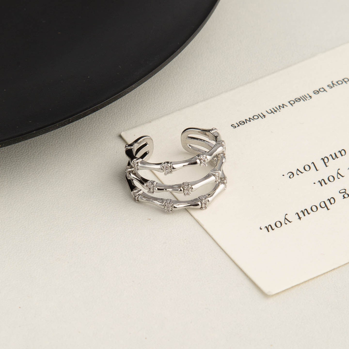 Zircon Starry Female Unique Refined Stylish Versatile Niche Opening Ring