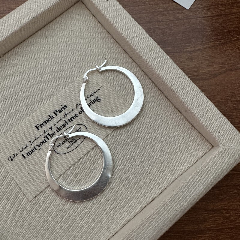 Sterling Sier Korean Style Millennium Big Hoop Earrings