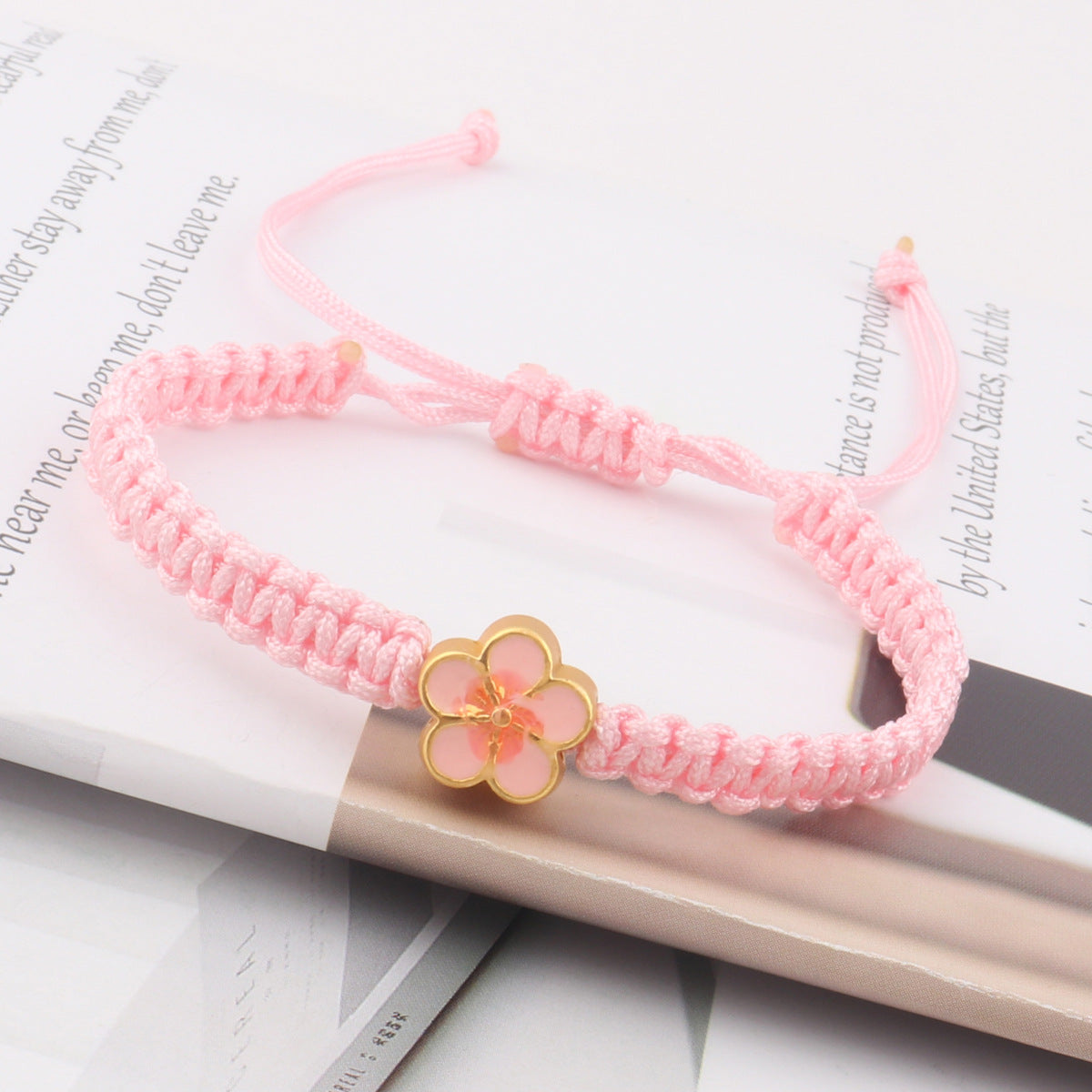 Candy Color Peach Blossom Flat Knot Bracelets