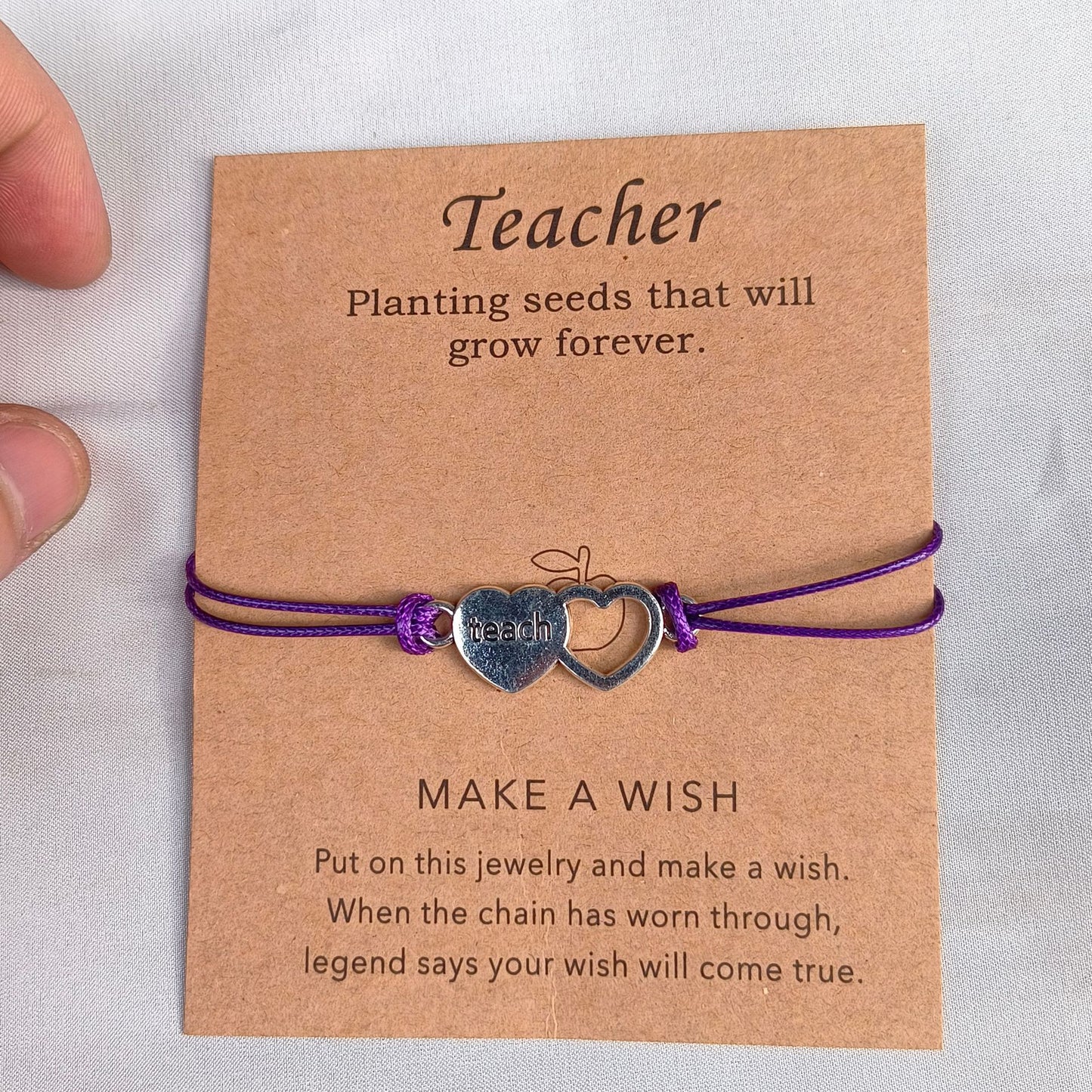 Card Vintage Alloy Teacher Blessing Wrist Bracelets