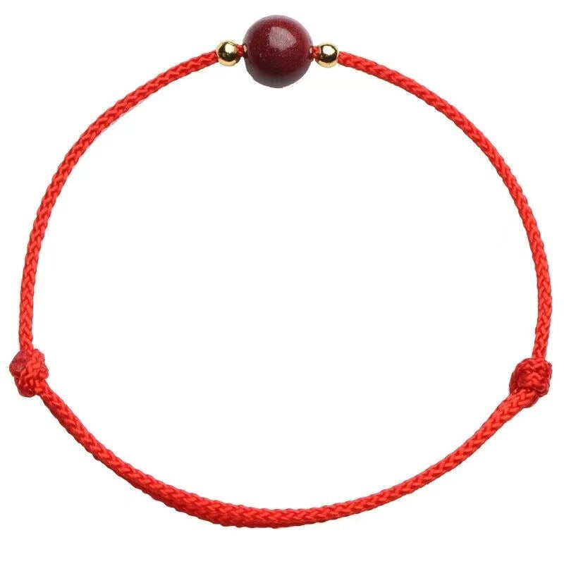 Cinnabar Round Beads Red Rope Female Life Safety Carrying Strap Anklets