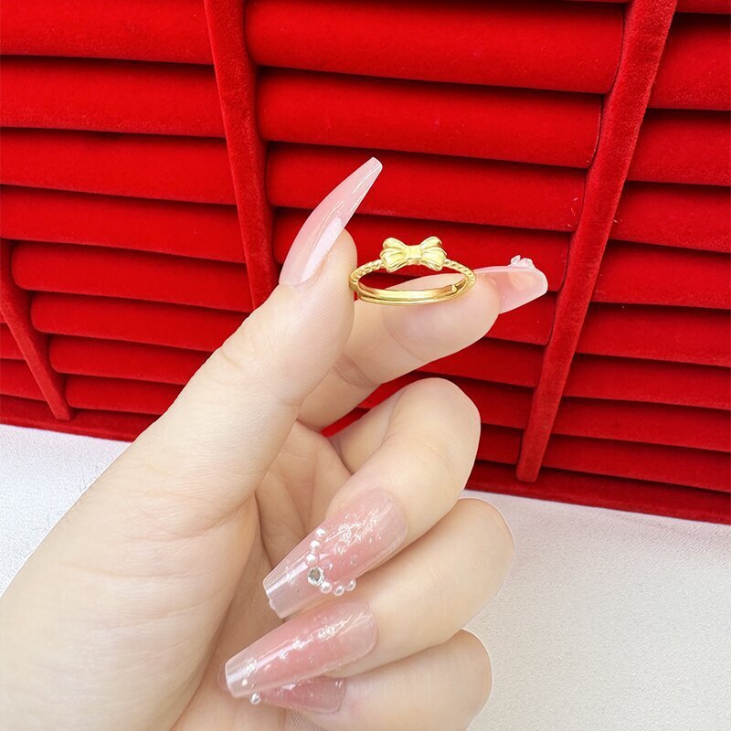 Gold Female Bow No Color Fading Niche Rings