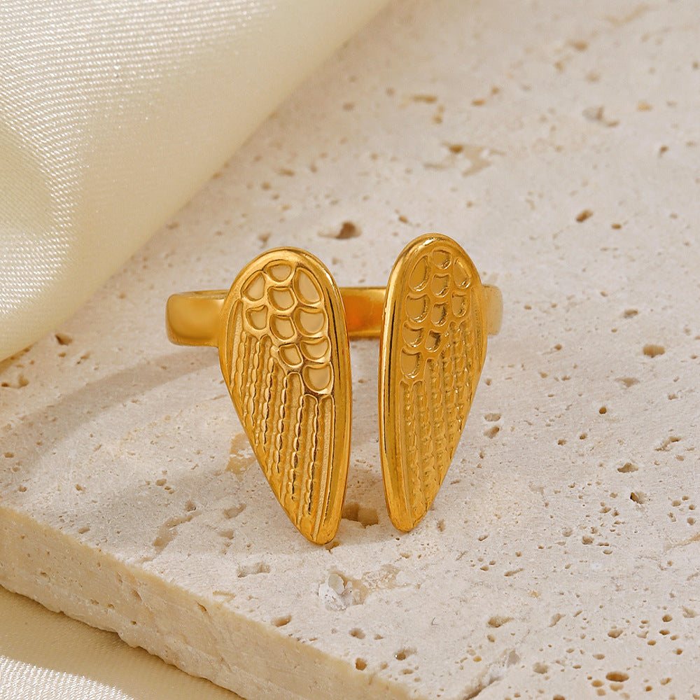 Fashion Gold-plated Stainless Steel Wings Vintage Rings