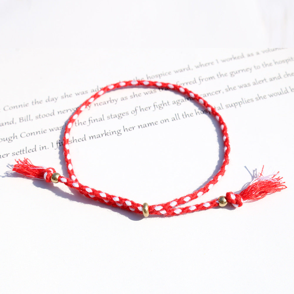 Women's & Men's Colorful Cotton String Friendship Copper Bead Bracelets