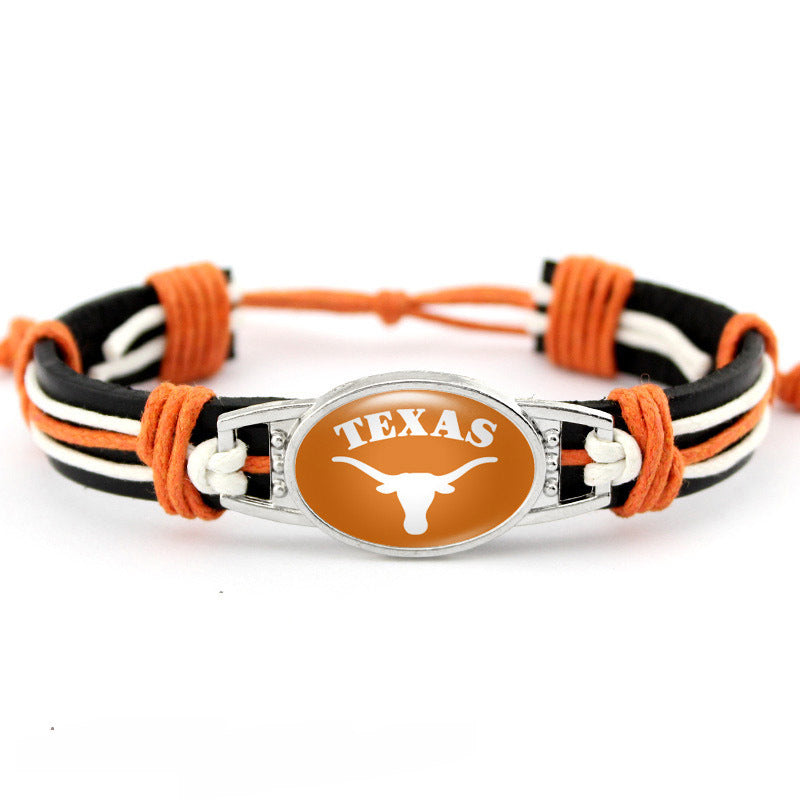 College Team Cowhide Woven Georgian Bulldog Bracelets