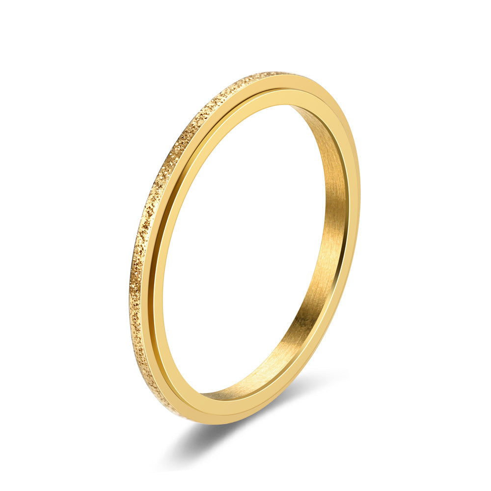 Women's & Men's Fine Fashion Frosted Electroplated Rose Gold Couple Stainless Rings