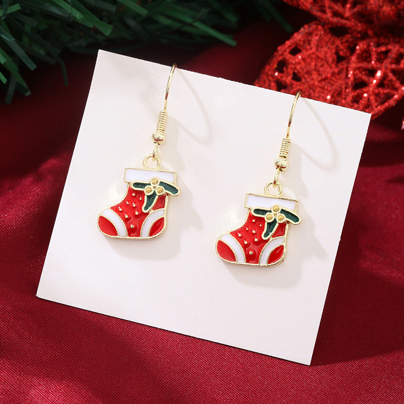 Christmas Santa Claus Snowflake Candy Cane Earrings