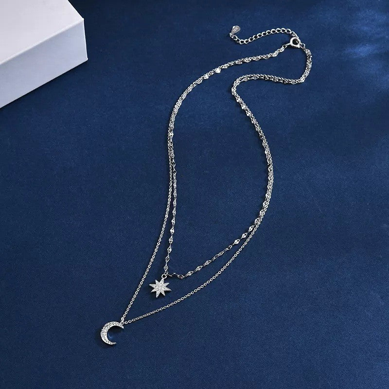 Graceful Personality Moon Asterism Double Layer Star Necklaces