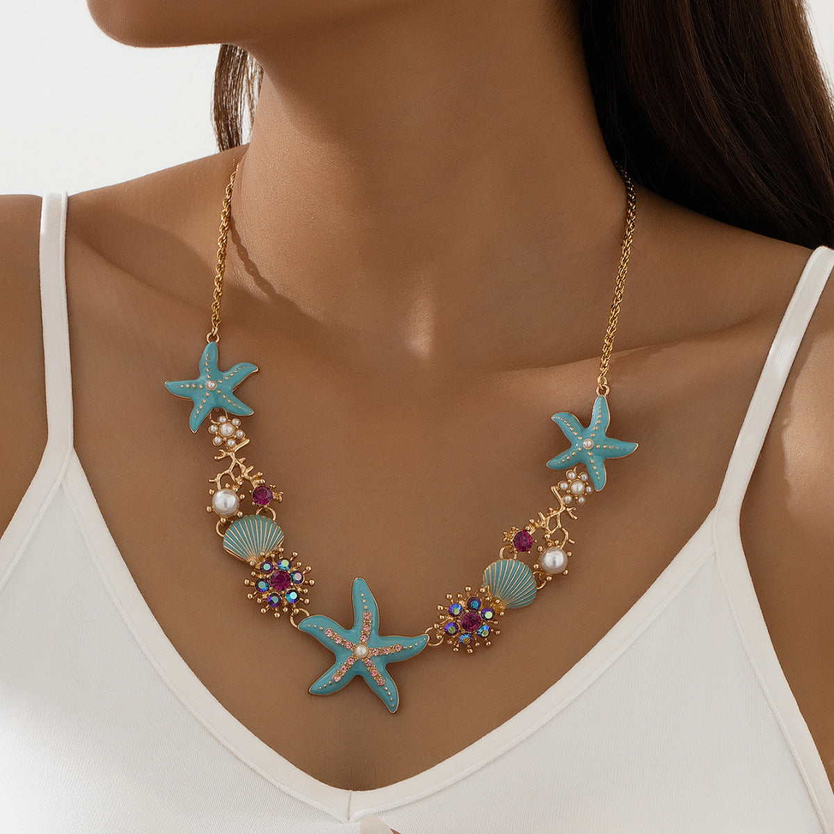Three-dimensional Starfish Design Personality Shell Beach Clavicle Necklaces