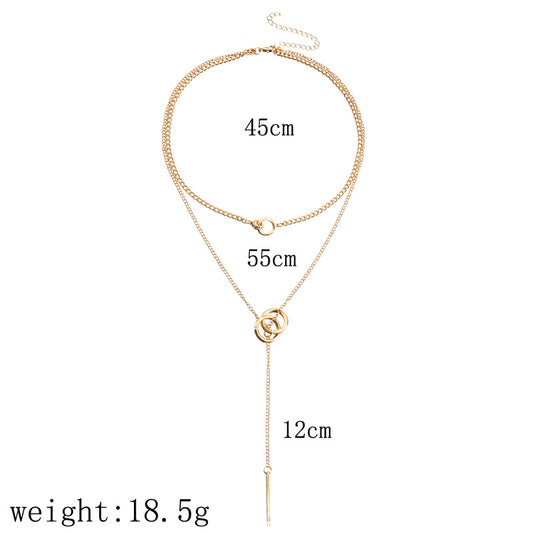 Trendy Cool Double Clavicle Chain Tassel Necklaces